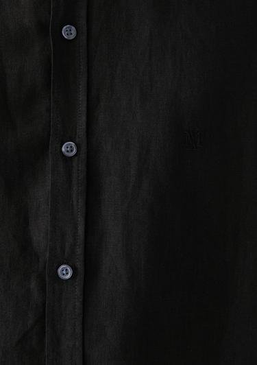  Mavi Siyah Keten Gömlek Slim Fit / Dar Kesim 021190-900