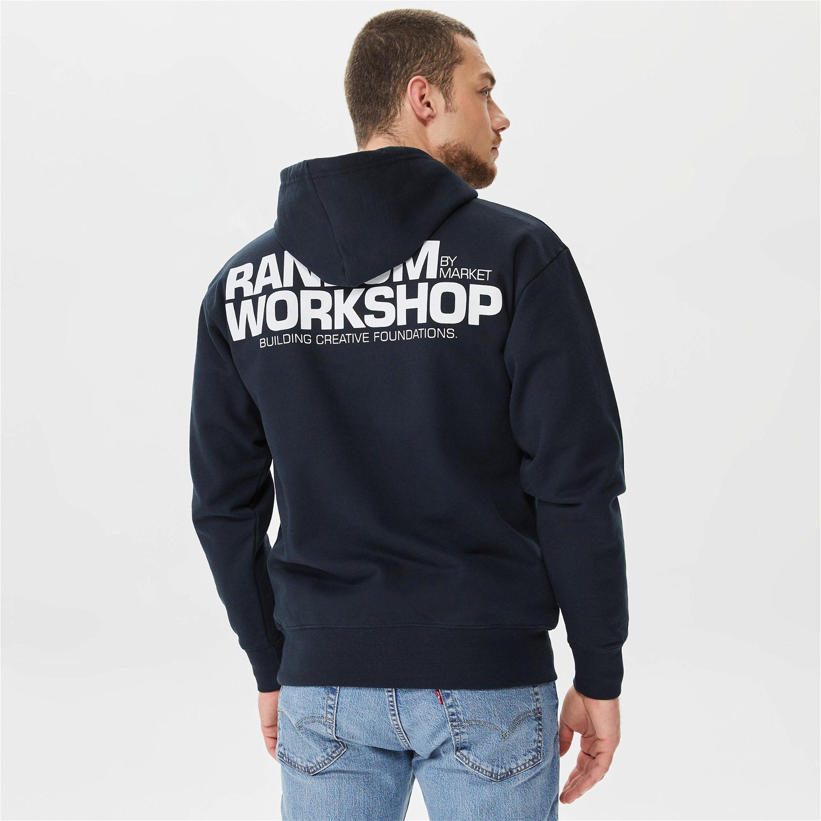 Market Workshop Bear Hoodie Erkek Lacivert Sweatshirt