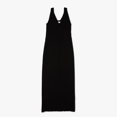  Lacoste Active Relaxed Fit Kadın Kolsuz V Yaka Siyah Elbise