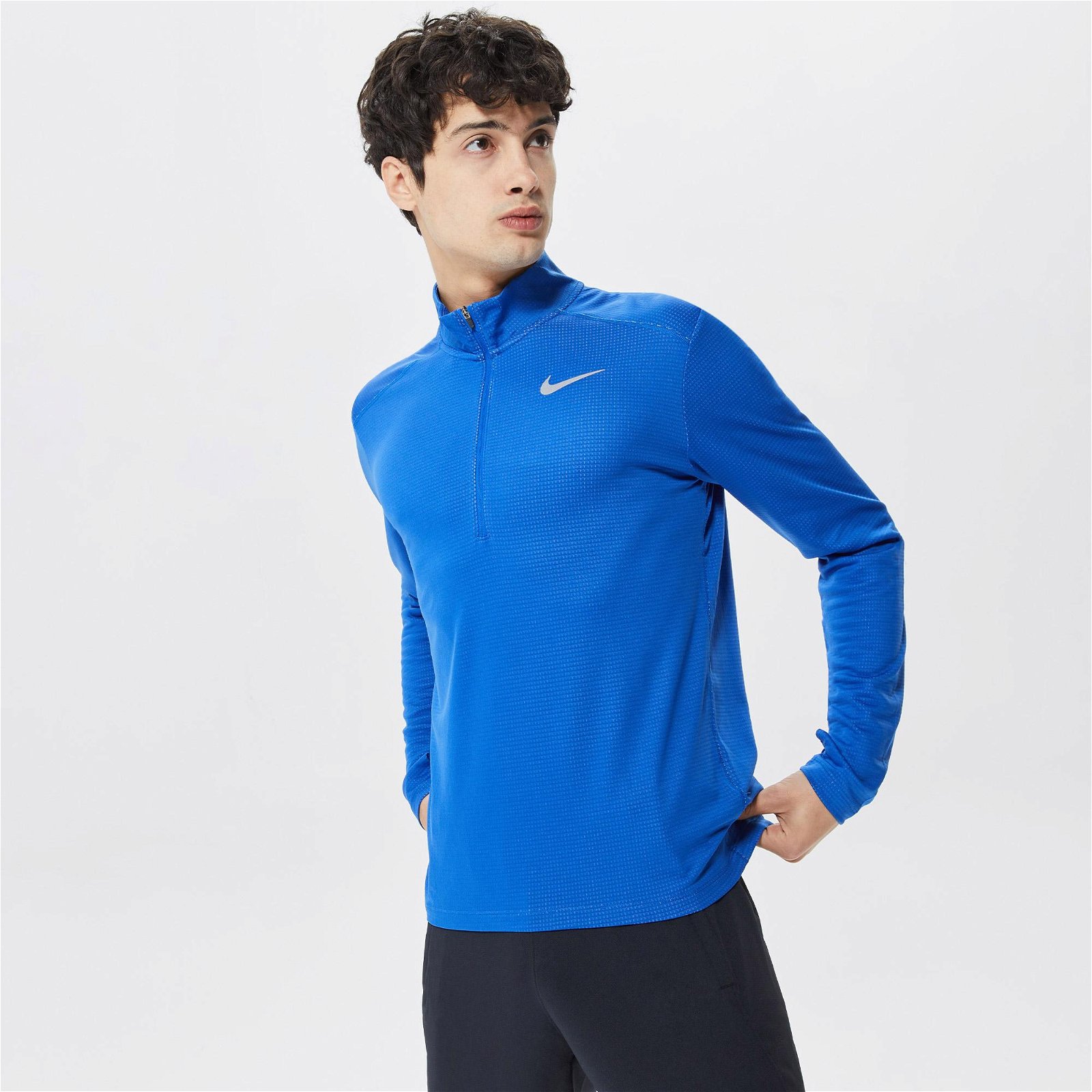 Nike Dri-Fit Pacer Top Erkek Mavi Sweatshirt