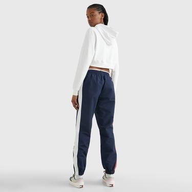  Tommy Jeans Archive Cropped Fit Double Hoody Kadın Beyaz Sweatshirt