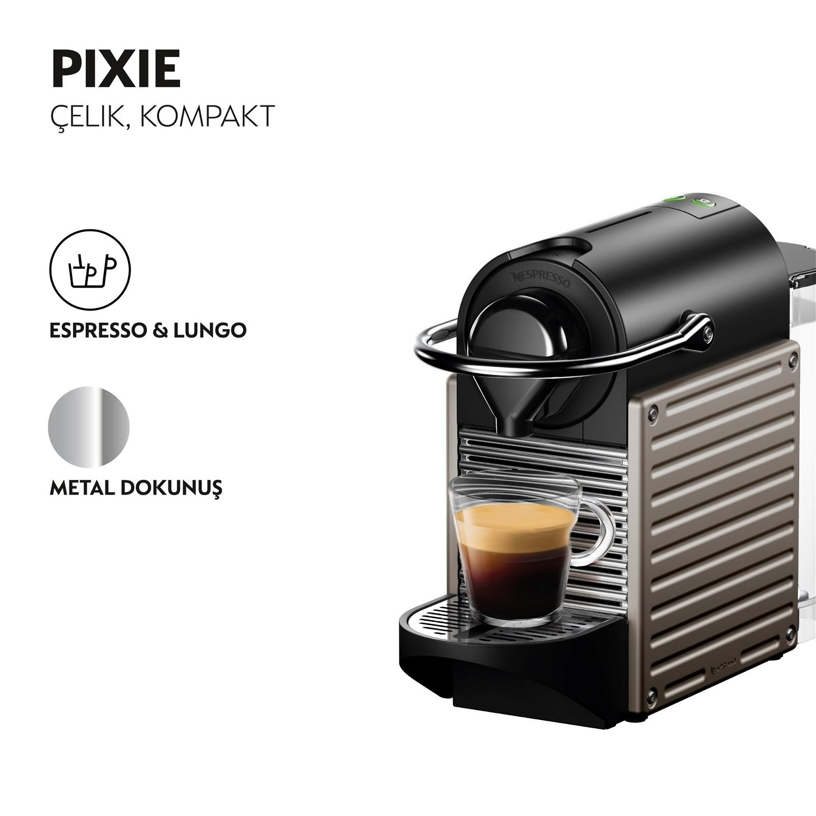 Nespresso C61 Titan Pixie Kapsüllü Kahve Makinesi