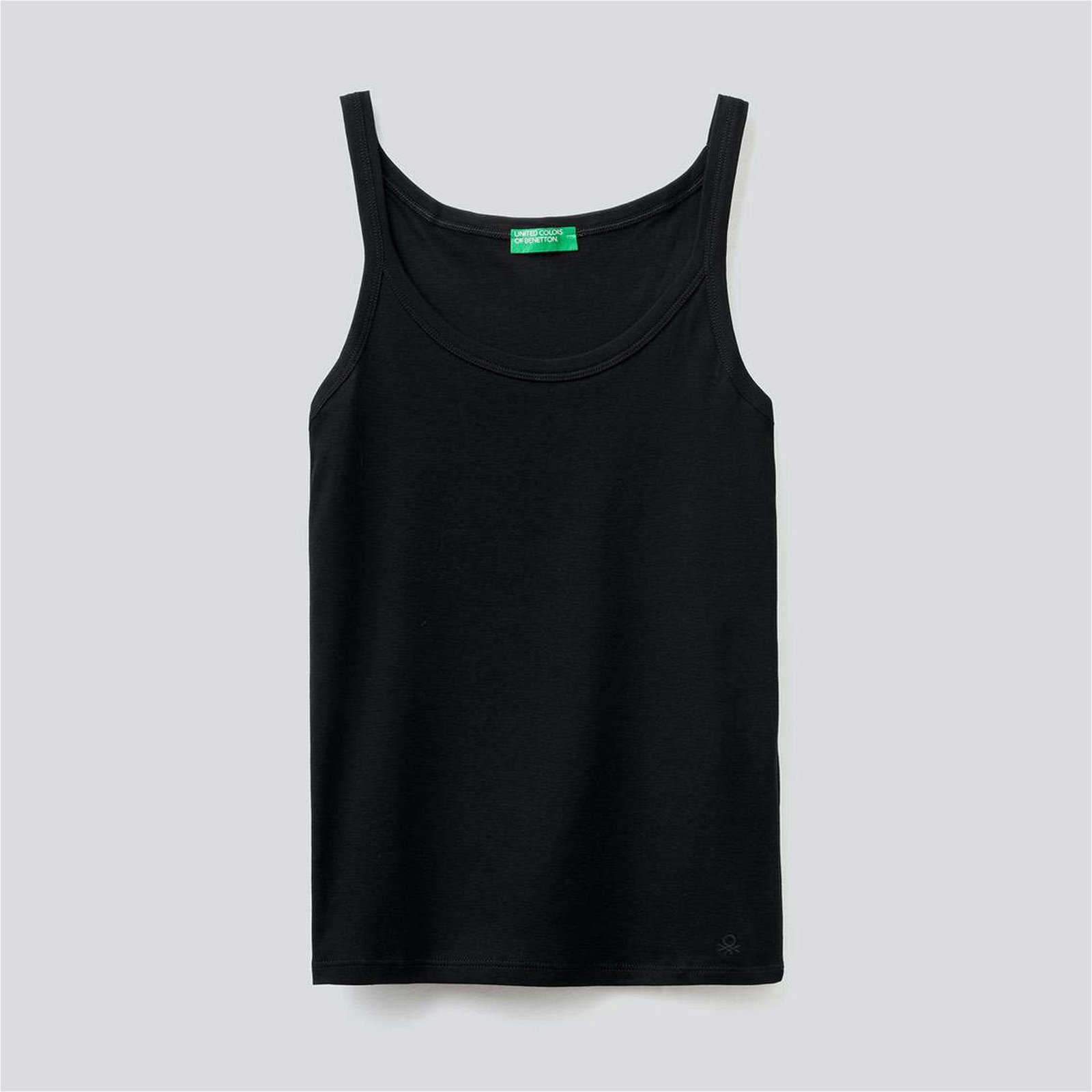 Benetton Basic Pamuk Kadın Siyah Kolsuz T-Shirt