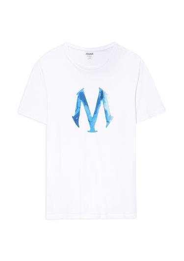  Mavi Mavi Logo Baskılı Beyaz Tişört Slim Fit / Dar Kesim 0611025-620