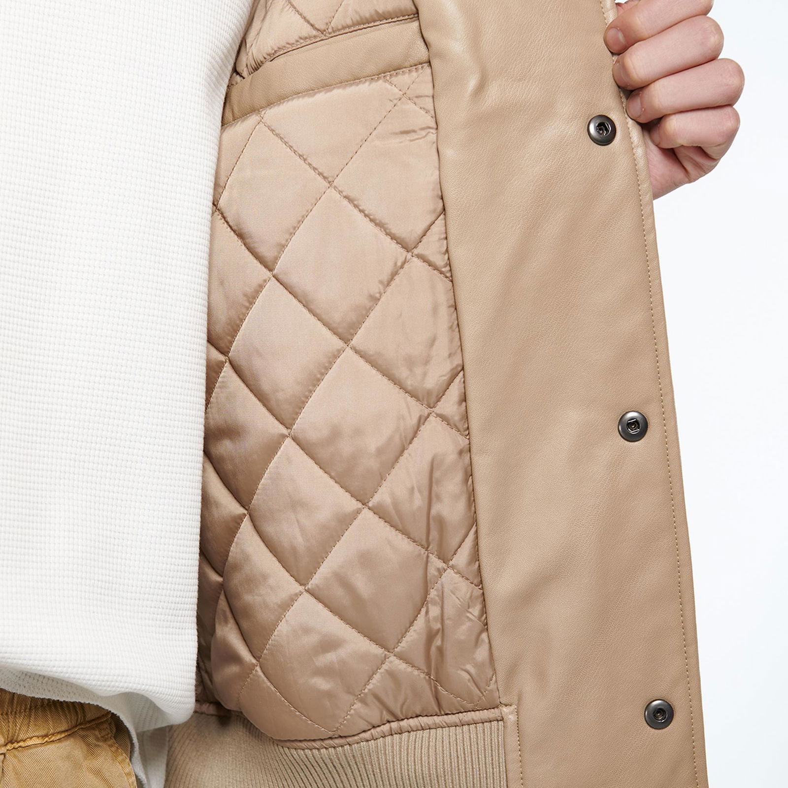 Mavi Suni Deri Bej Kolej Ceket Oversize / Geniş Kesim 0110155-70362