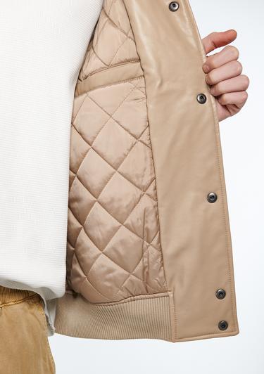  Mavi Suni Deri Bej Kolej Ceket Oversize / Geniş Kesim 0110155-70362