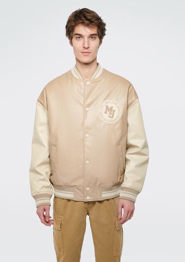  Mavi Suni Deri Bej Kolej Ceket Oversize / Geniş Kesim 0110155-70362