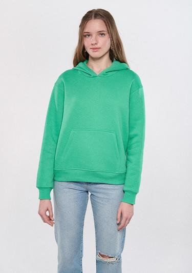  Mavi Kapüşonlu Yeşil Basic Sweatshirt 167299-71794