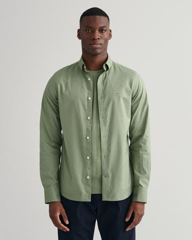  GANT Erkek Yeşil Slim Fit Düğmeli Yaka Broadcloth Gömlek