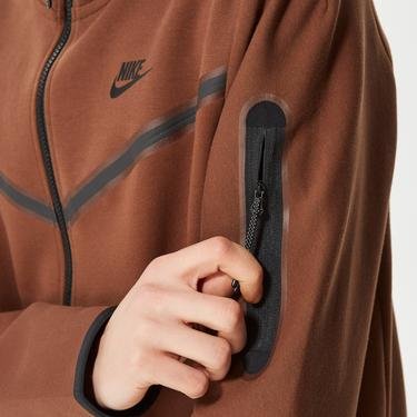  Nike Sportswear Tech Fleece Hoodie Full-Zip Wildrunner Erkek Kahverengi Sweatshirt