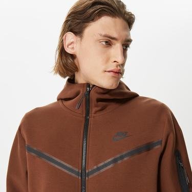  Nike Sportswear Tech Fleece Hoodie Full-Zip Wildrunner Erkek Kahverengi Sweatshirt