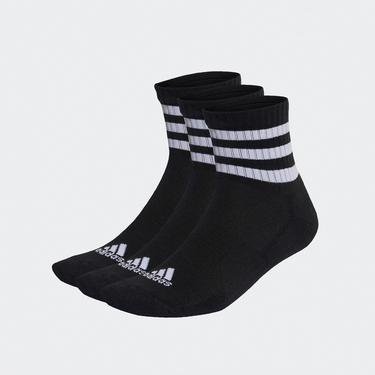  adidas 3-Stripes Sportswear Yastıklamalı Yarım Bilekli  3 Çift Unisex Siyah Çorap