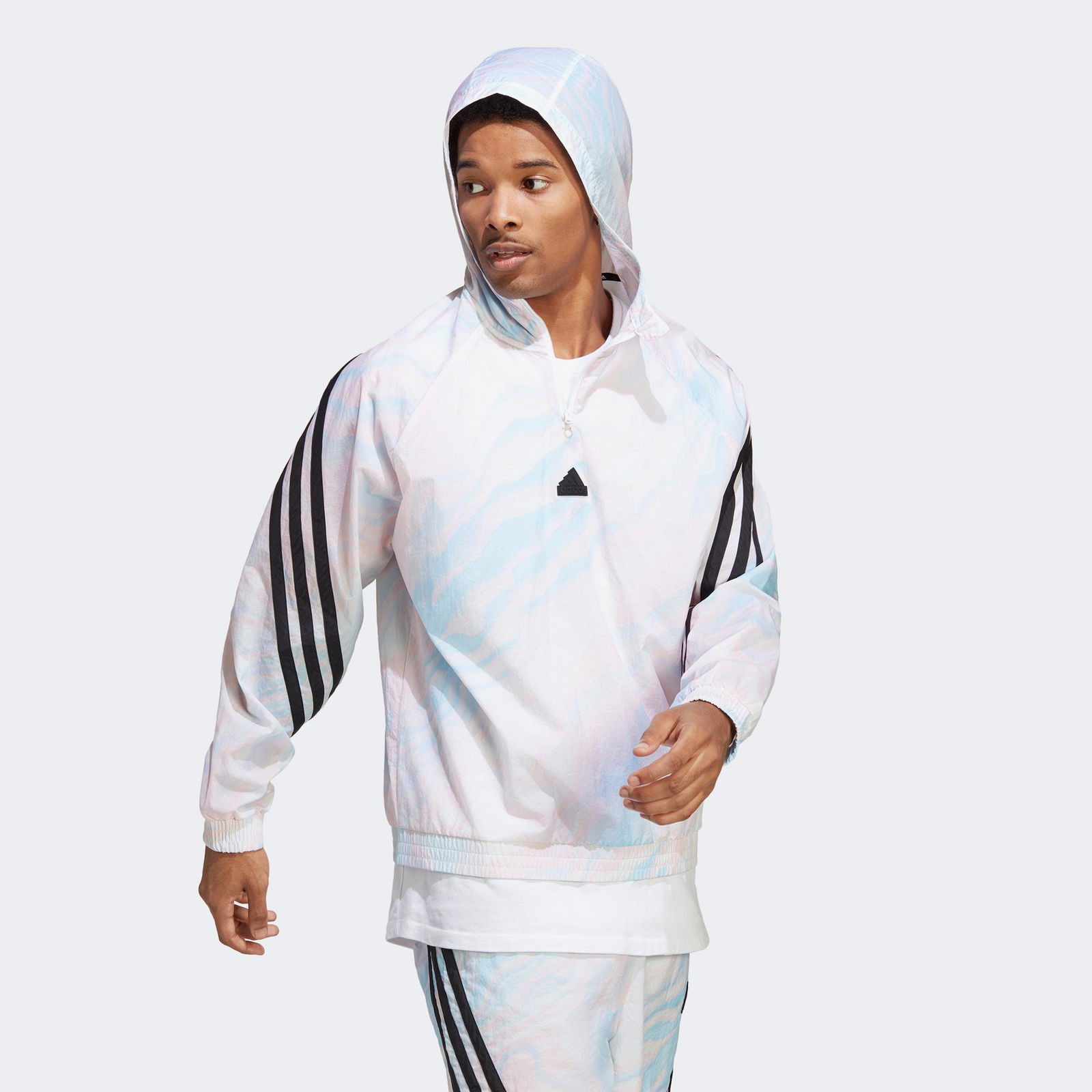adidas Future Icons Allover Print Hoodie Erkek Beyaz Sweatshirt
