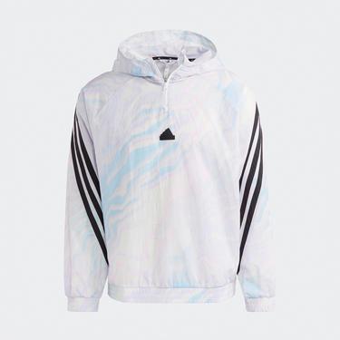  adidas Future Icons Allover Print Hoodie Erkek Beyaz Sweatshirt