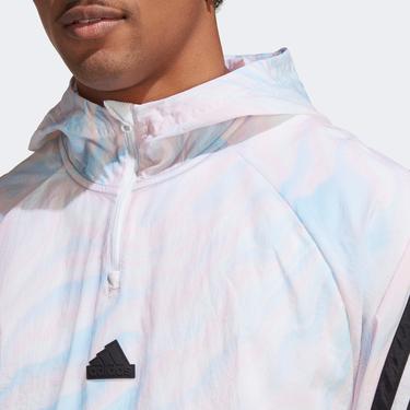  adidas Future Icons Allover Print Hoodie Erkek Beyaz Sweatshirt