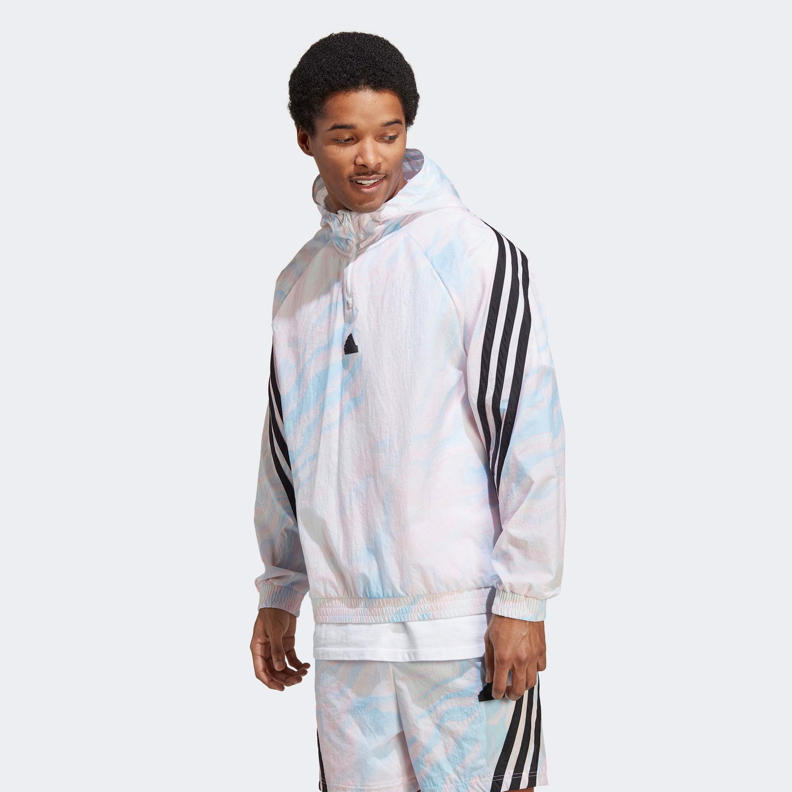 adidas Future Icons Allover Print Hoodie Erkek Beyaz Sweatshirt