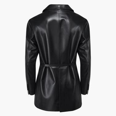  Sarafina Siyah Kadın Oversize Blazer Deri Ceket