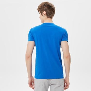  Lacoste Erkek Slim Fit Bisiklet Yaka Mavi T-Shirt