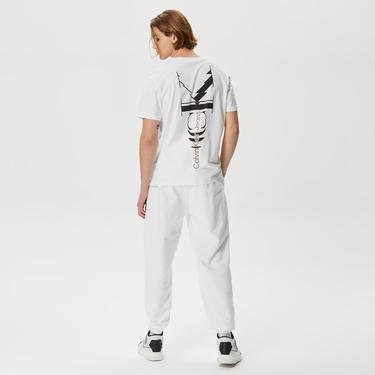  Calvin Klein Jeans Disrupted Lacquer Logo Erkek Beyaz Pantolon
