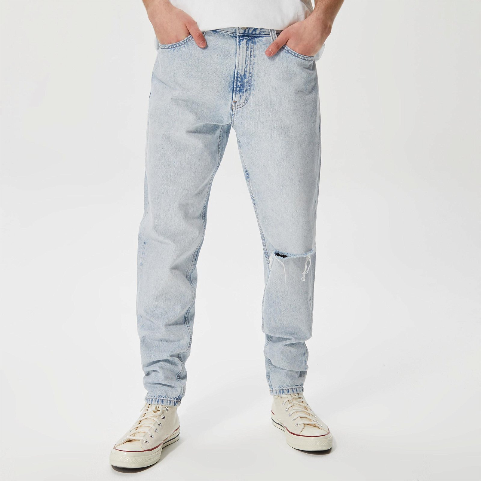 Calvin Klein Jeans Regular Taper Erkek Mavi Denim Pantolon