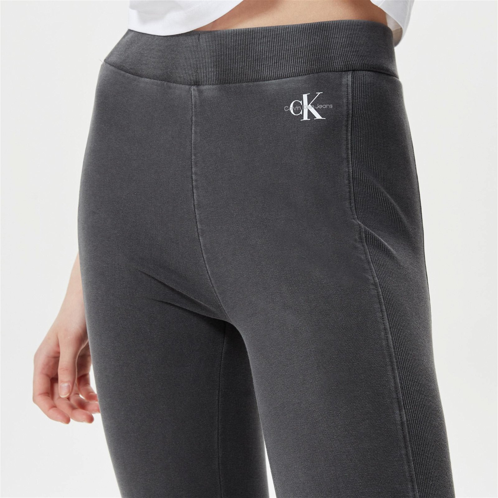 Calvin Klein Jeans Wash Rib Mix Leggings Kadın Gri Tayt