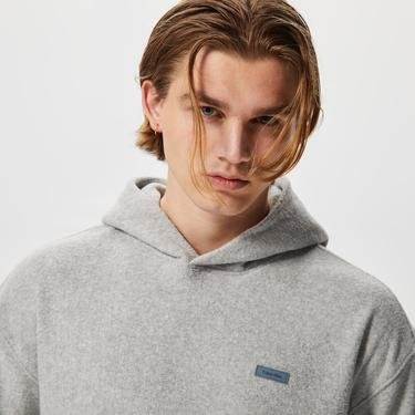  Calvin Klein Boucle Fleece Comfort Hoodie Erkek Gri Sweatshirt