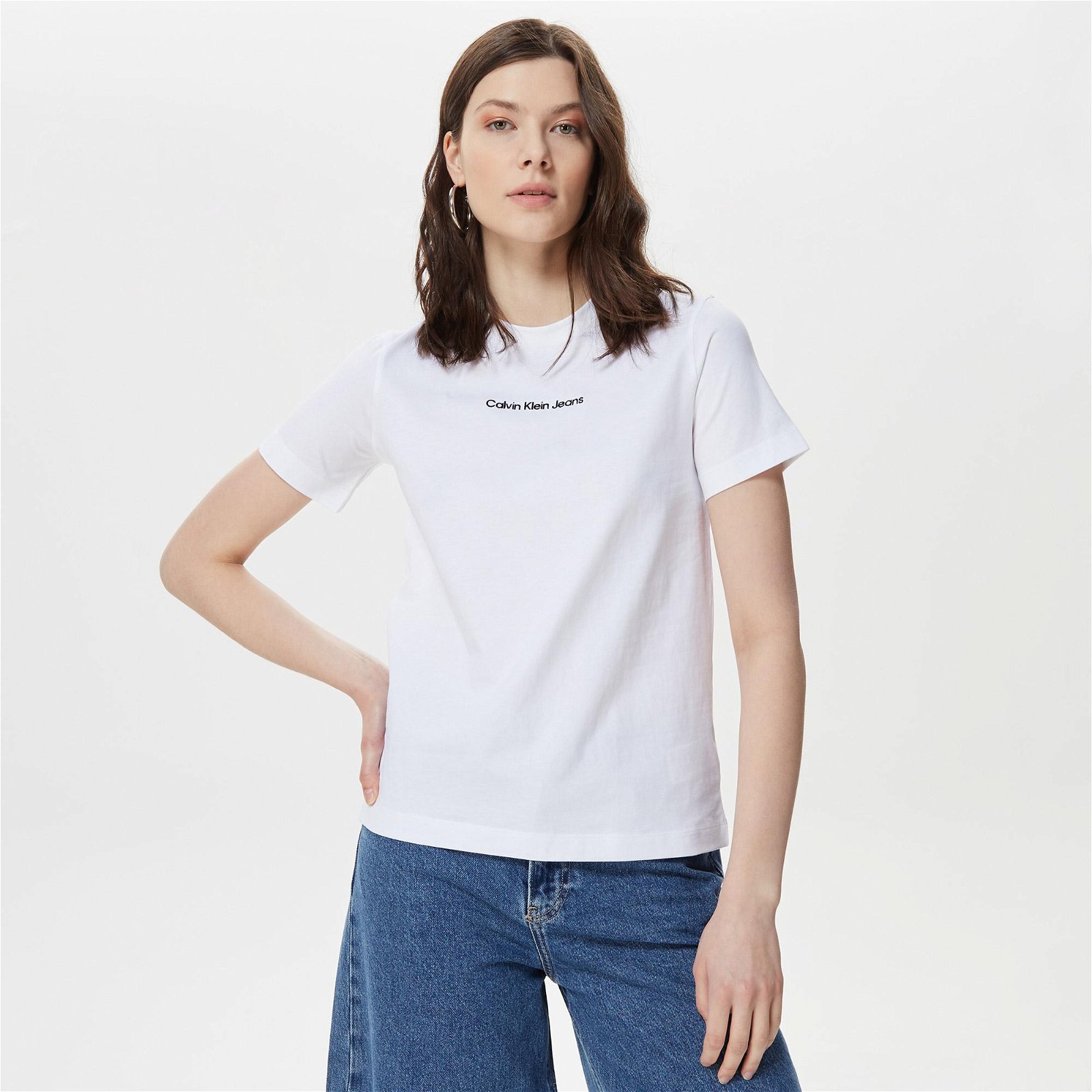 Calvin Klein Institutional Straight Beyaz Kadın T-Shirt
