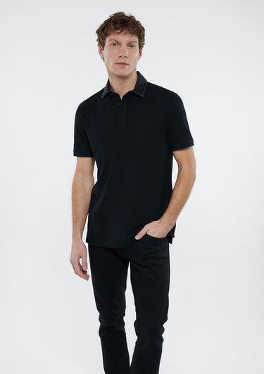  Mavi Denim Yaka Siyah Polo Tişört Slim Fit / Dar Kesim 0610343-900