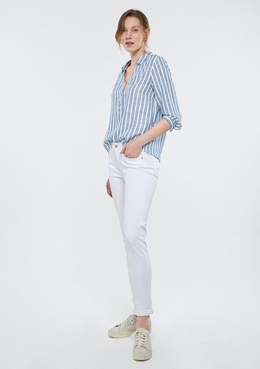  Mavi Ada Beyaz Vintage Jean Pantolon 1020581363