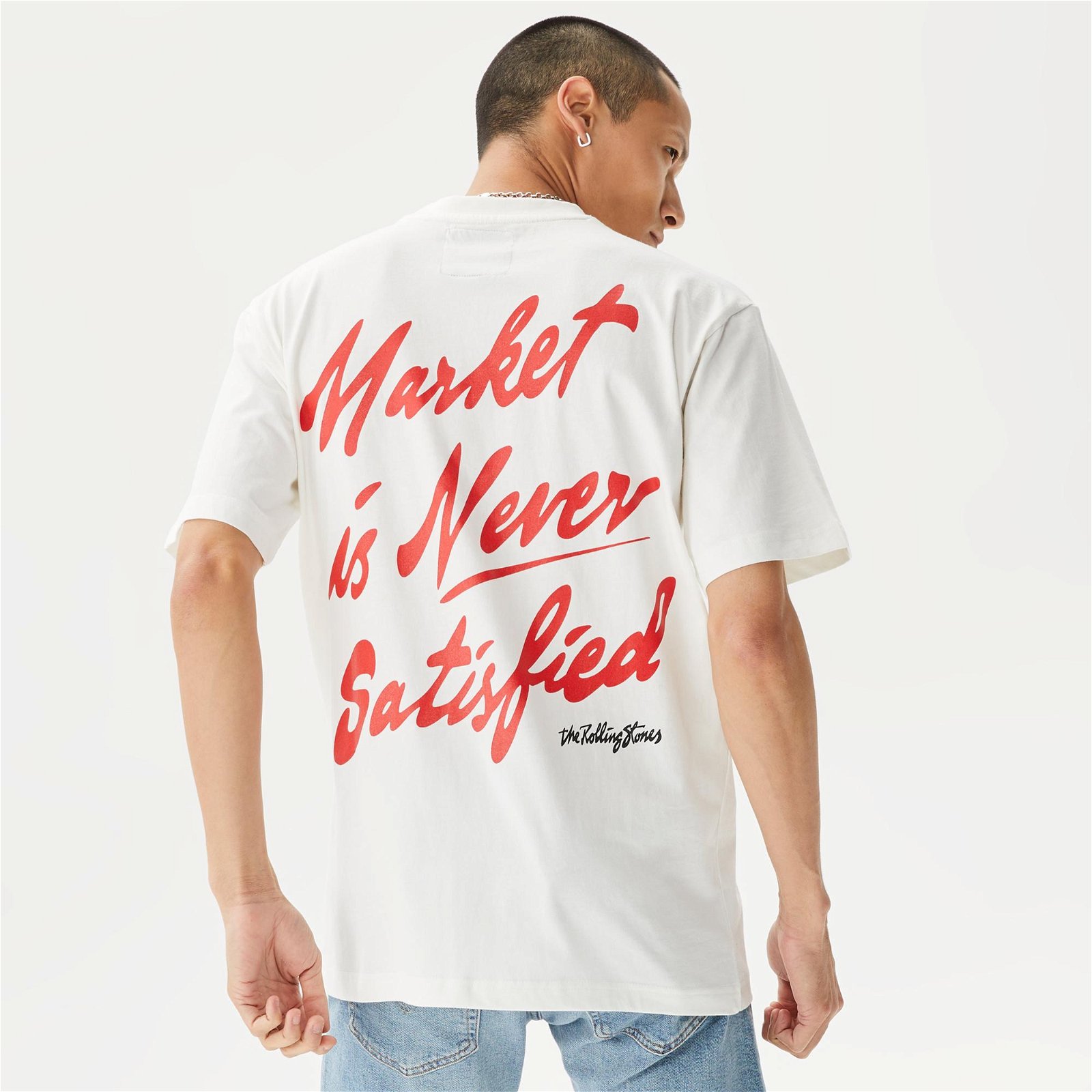 Market Never Satisfied Erkek Krem T-Shirt