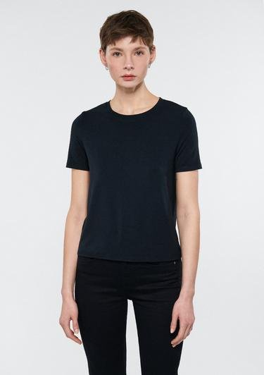  Mavi Siyah Basic Tişört Regular Fit / Normal Kesim 1611645-900