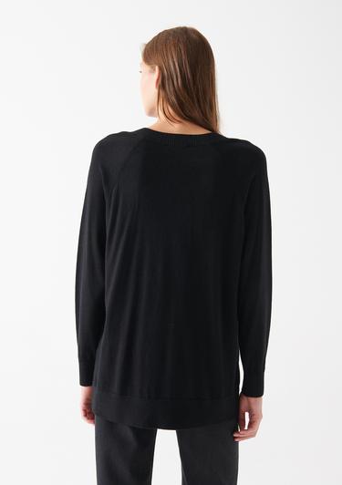  Mavi V Yaka Siyah Kazak Loose Fit / Bol Rahat Kesim 1710144-900