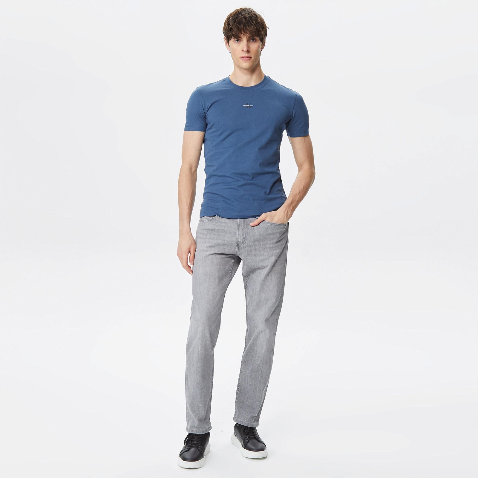 Calvin Klein Jeans Micro Monologo Erkek Mavi T-Shirt