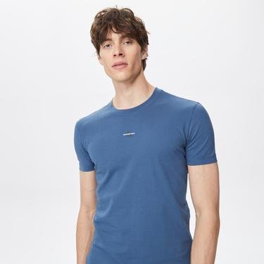  Calvin Klein Jeans Micro Monologo Erkek Mavi T-Shirt