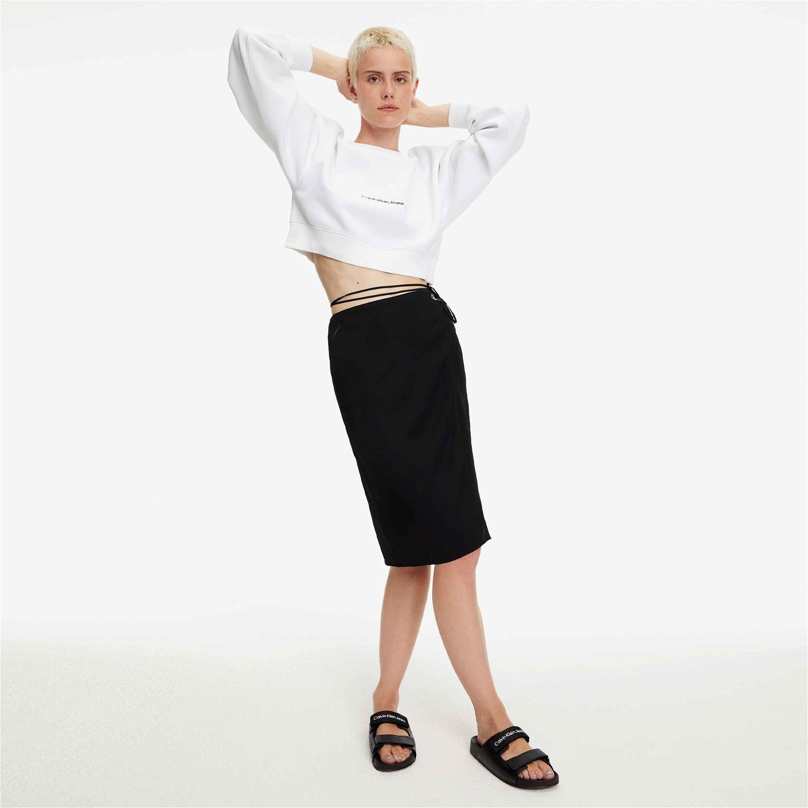 Calvin Klein Jeans Tie Detail Midi Kadın Siyah Etek