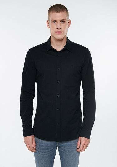  Mavi Siyah Gömlek Fitted / Vücuda Oturan Kesim 0210294-900