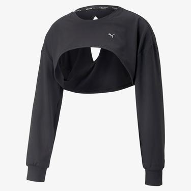  Puma Forever Luxe Cloudspun Crop Kadın Siyah Sweatshirt