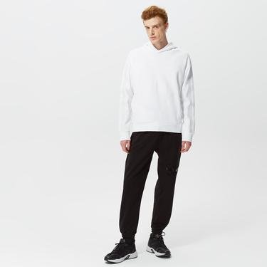  Calvin Klein Logo Tape Comfort Hoodie Erkek Beyaz Sweatshirt