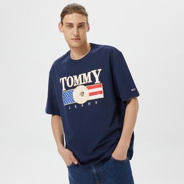  Tommy Jeans Skater Luxe Usa Erkek Mavi T-Shirt