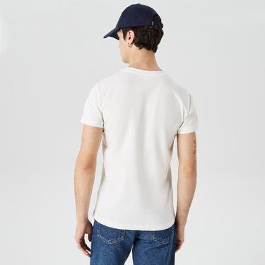  Lacoste Erkek Slim Fit Bisiklet Yaka Baskılı Beyaz T-Shirt