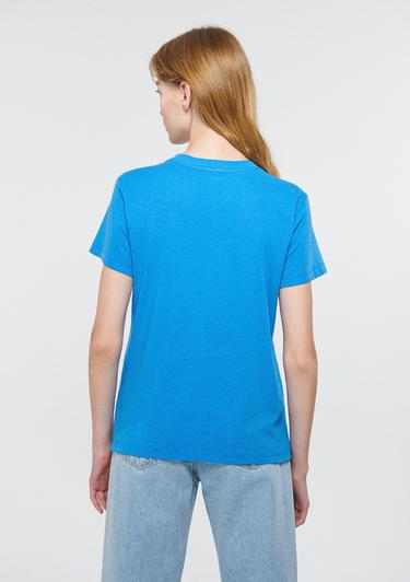  Mavi Dalga Baskılı Mavi Tişört Slim Fit / Dar Kesim 1611449-70858