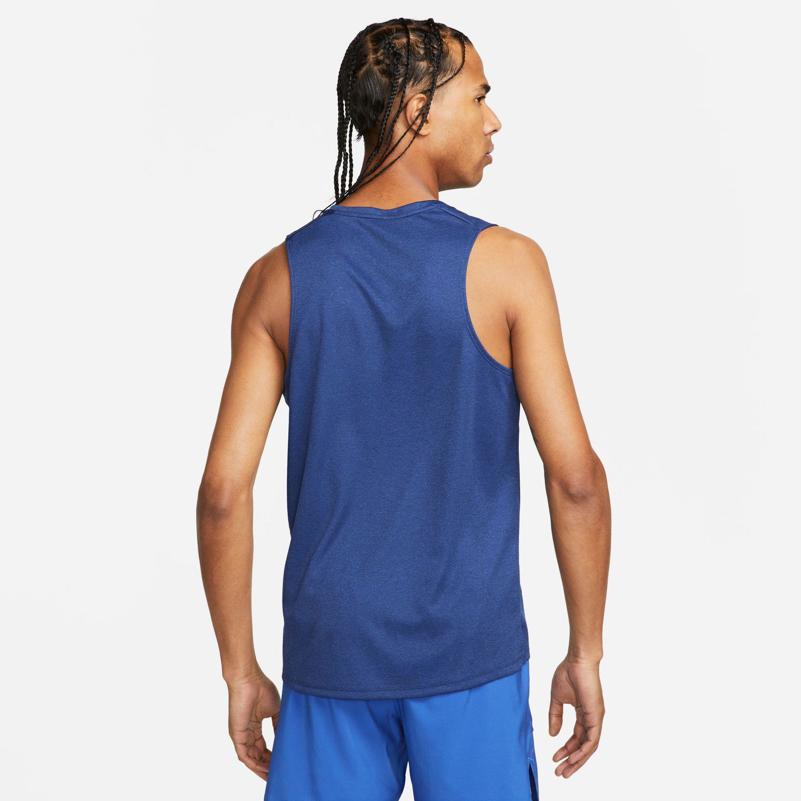 Nike Dri-Fit Miler Tank Erkek Lacivert Kolsuz T-Shirt