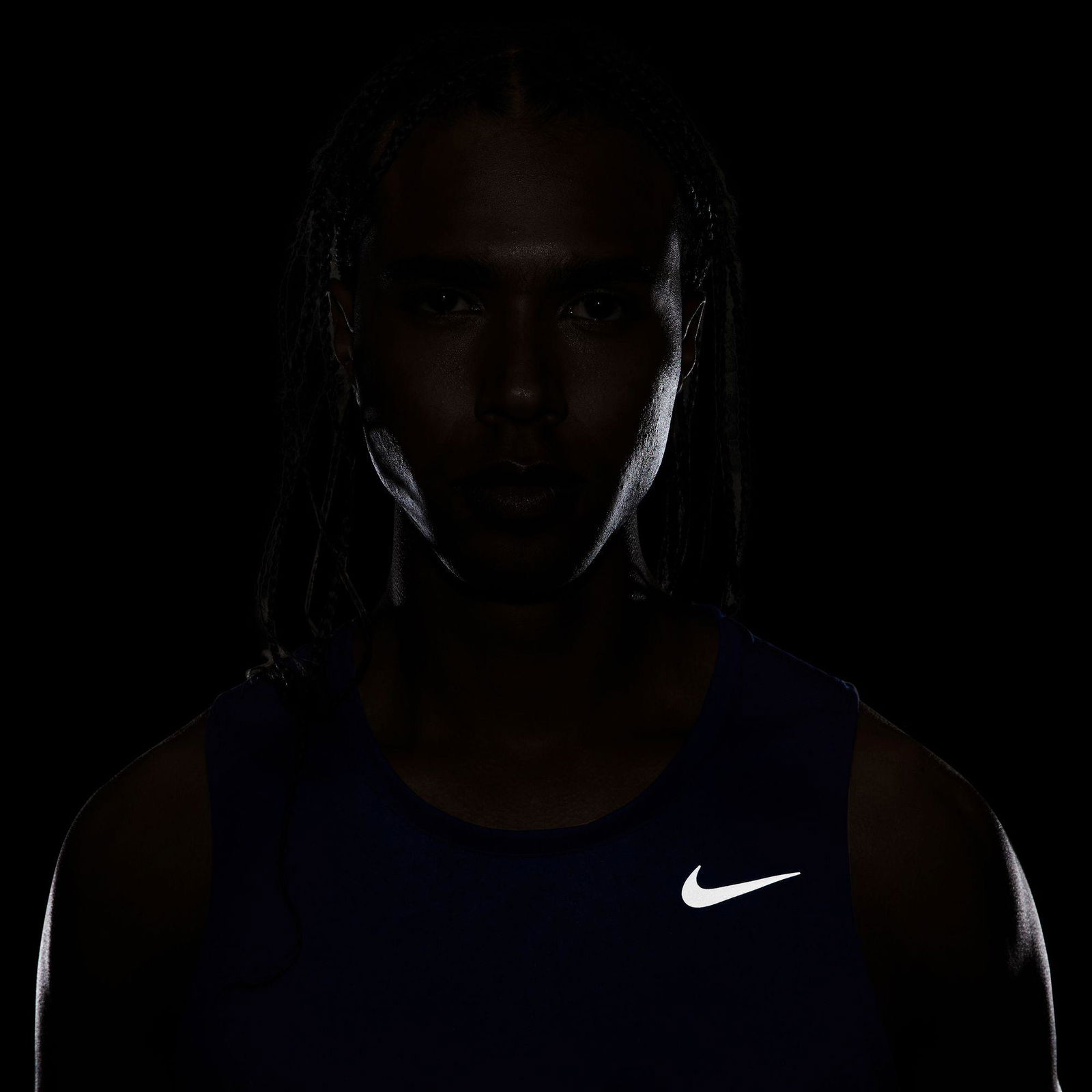 Nike Dri-Fit Miler Tank Erkek Lacivert Kolsuz T-Shirt