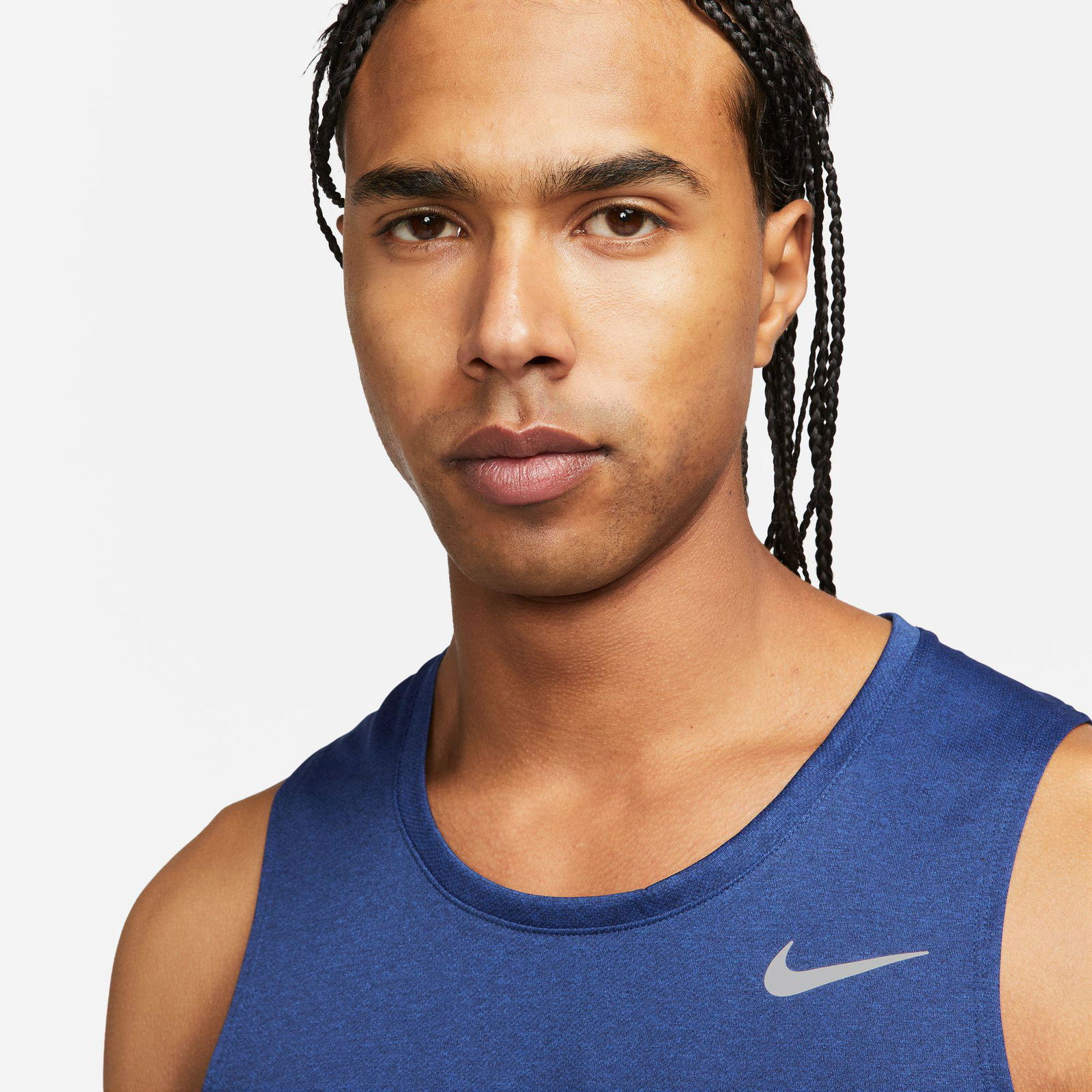 Nike Dri-Fit Miler Tank Erkek Lacivert Kolsuz T-Shirt