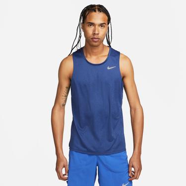  Nike Dri-Fit Miler Tank Erkek Lacivert Kolsuz T-Shirt