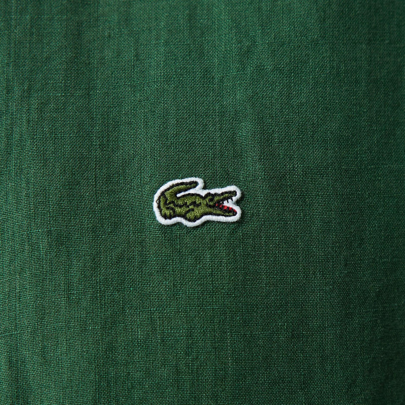 Lacoste Erkek Regular Fit Düğmeli Yaka Keten Yeşil Gömlek