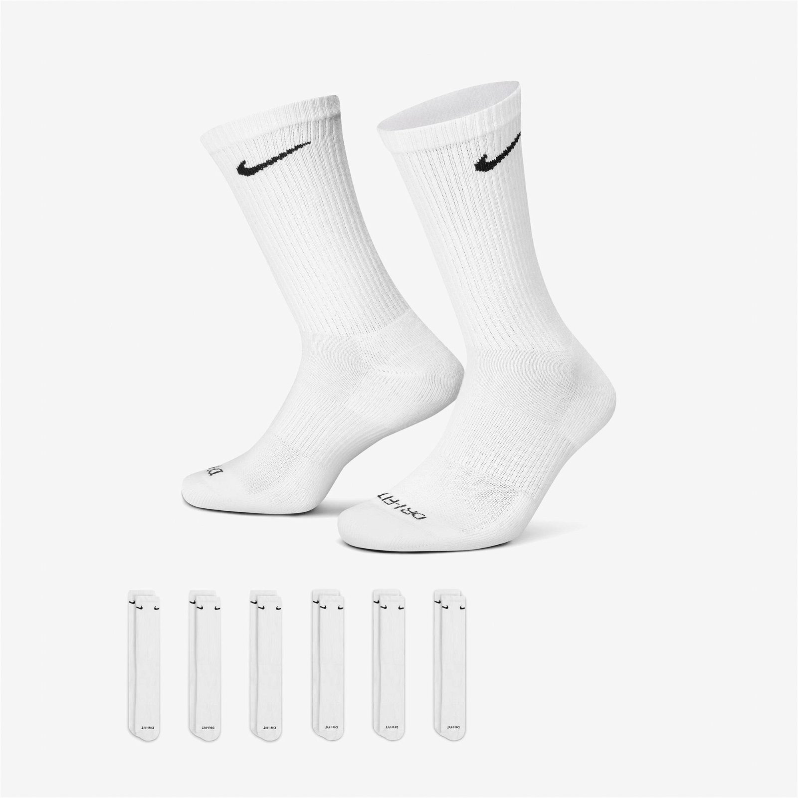 Nike Everyday Plus Cushioned Crew 6'lı Erkek Beyaz Çorap