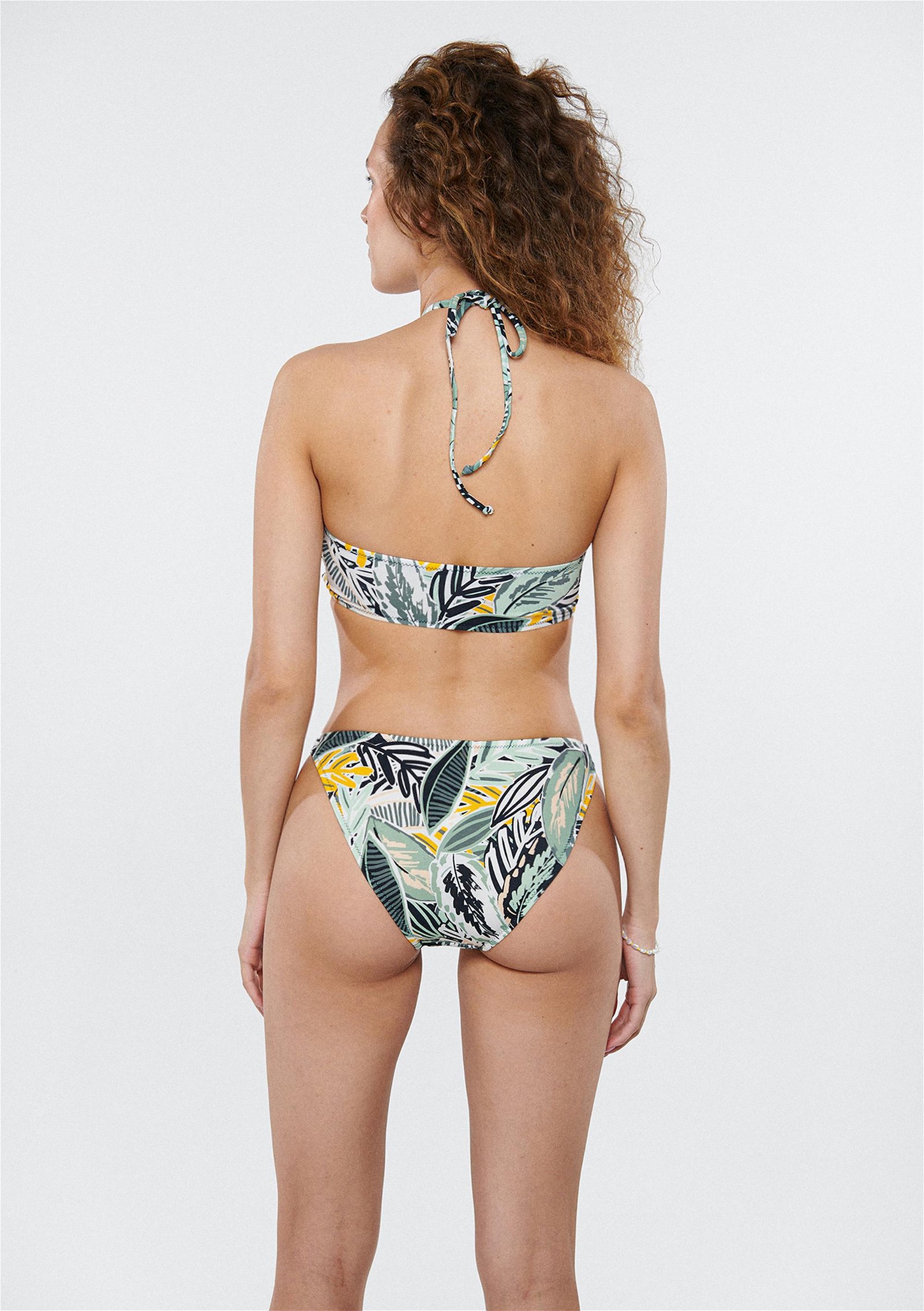 Mavi Tropik Yaprak Baskılı Renkli Bikini Altı 1911515-900