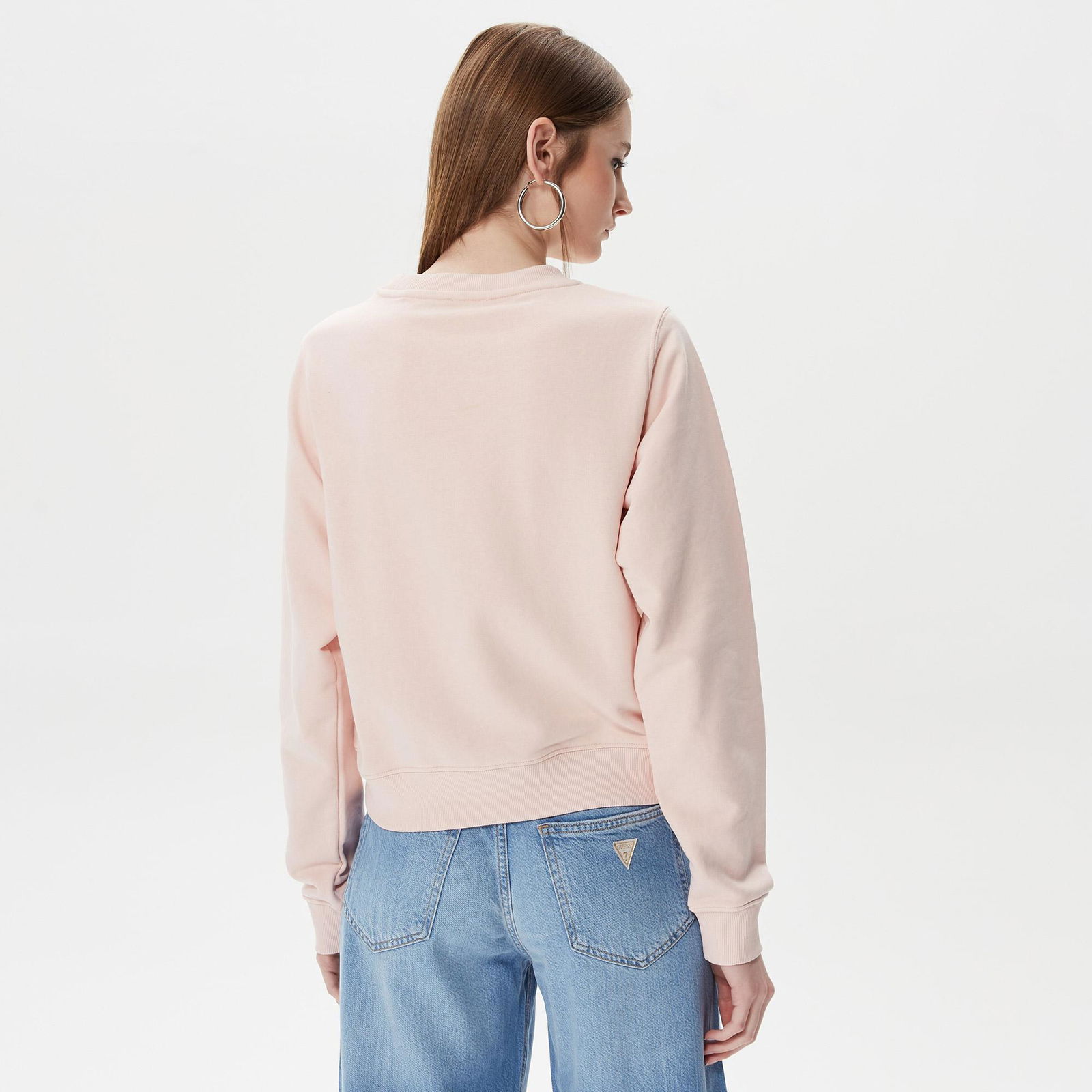 Guess Cn Logo Script Kadın Pembe Sweatshirt