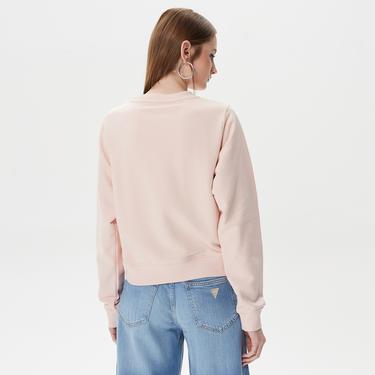  Guess Cn Logo Script Kadın Pembe Sweatshirt